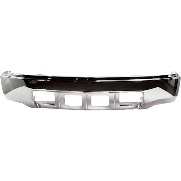 Front Bumper, Chrome, Without Parking Aid Sensor Holes, Without Fog Light Holes, Without Mounting Brackets