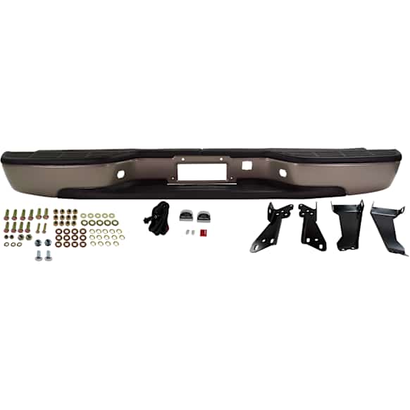 2004 Chevrolet Silverado 1500 WT - Step Bumper, Fleetside, Powdercoated Silver, Face Bar and Pads, With mounting bracket(s)