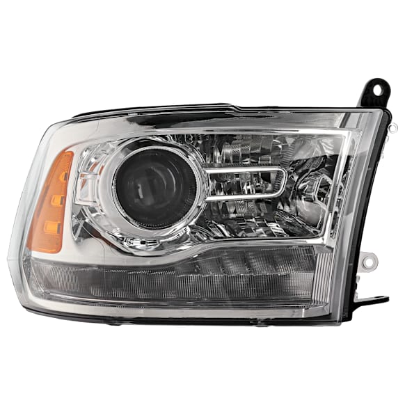 2015 Ram 3500 - Passenger Side Projector Halogen Headlight, With bulb(s), Clear Lens, Chrome Interior