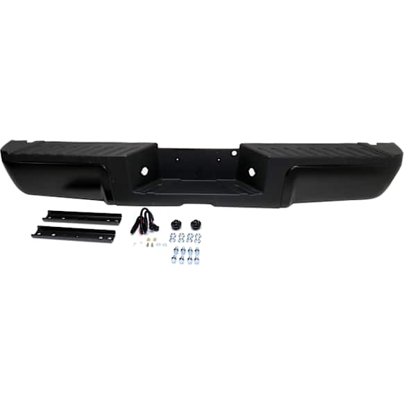 2015 Ford F-250 Super Duty - Step Bumper, For Models Without Rear Object Sensor Holes, Powdercoated Black, Face Bar and Pads, With mounting bracket(s)