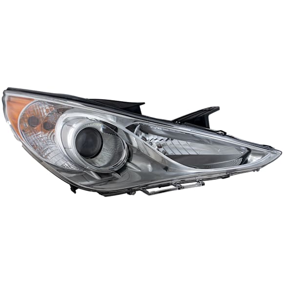 Passenger Side Headlight, with Bulb, Halogen, Except Hybrid Model, Clear Lens, Chrome Interior, CAPA Certified