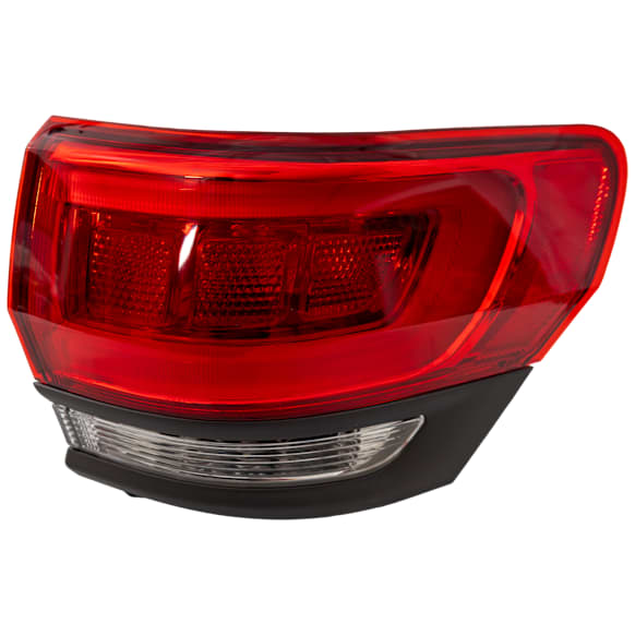2014-2021 Jeep Grand Cherokee - Passenger Side, Outer Tail Light, with Bulb, Halogen, Clear and Red Lens, With Gray Trim, Except SRT Model