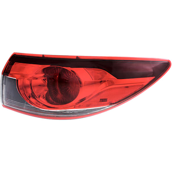 Passenger Side, Outer Tail Light, with Bulb, Halogen, Clear and Red Lens, CAPA CERTIFIED