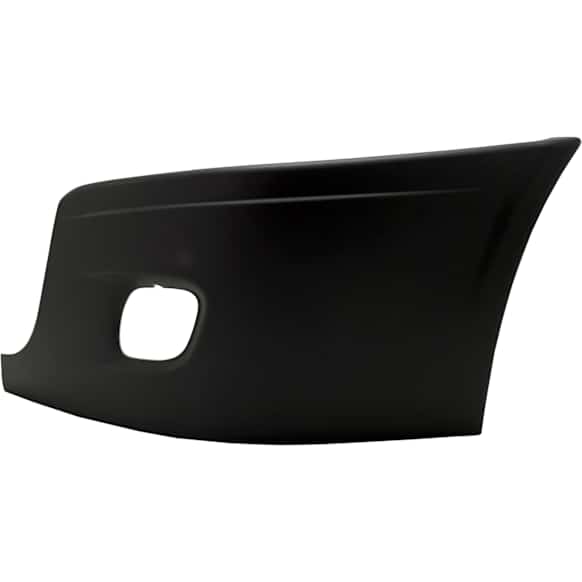Front, Driver Side Bumper End, Painted Black Plastic