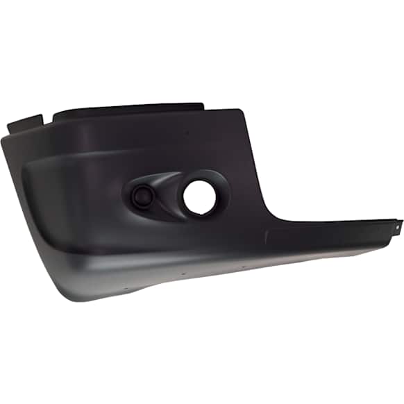 Front, Passenger Side Bumper End, Painted Black Plastic