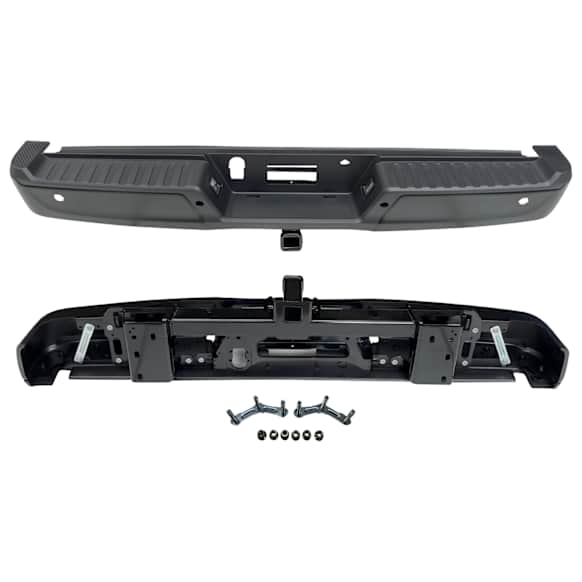 2021 Ford F-150 Lariat - Step Bumper, For Models With Rear Parking Aid Sensor Holes, Without Active Park Assist, With Towing Package, Medium And Heavy Duty Towing, Painted Black, Face Bar Only; Without pad provision, Without mounting bracket(s)