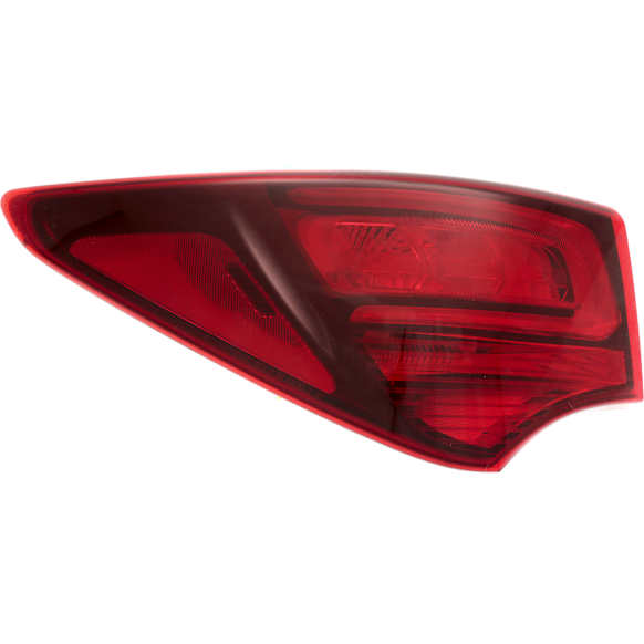 Driver Side, Outer Tail Light, with Bulb, Halogen, Red Lens