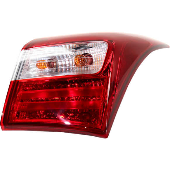 Passenger Side, Outer Tail Light, with Bulb, Halogen, Amber, Clear and Red Lens