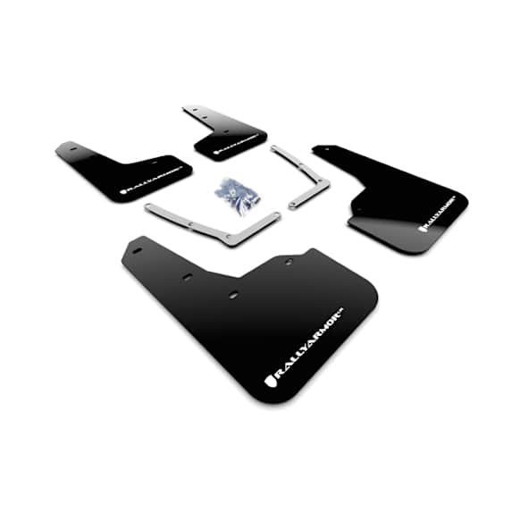 MF50-UR-BLK/WH Front and Rear, Driver and Passenger Side Mud Flaps, Black, Urethane
