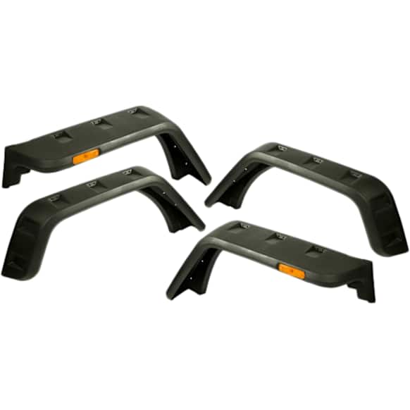 2014 Jeep Wrangler - Front and Rear, Driver and Passenger Side, Fender Flares, All Mounting Hardware Is Included, Textured Black, Hurricane (Flat) Series