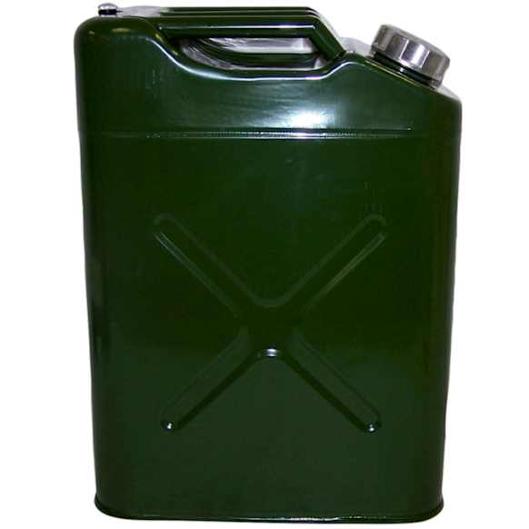 RT26009 Crown Jerry Can, Olive, 5.4 gallon Galvanized Steel Can, Includes a Plastic Pour Spout, Vent and a Travel Cap