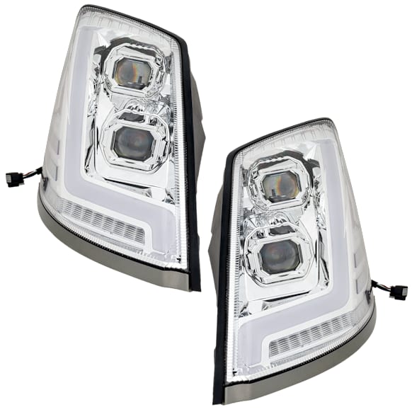Driver and Passenger Side Headlights, with Bulbs, LED, Clear Lens, Base Model