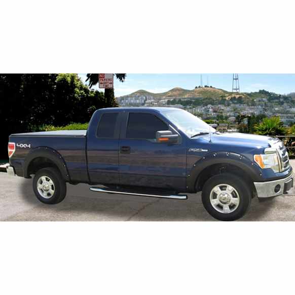 8422-2 Front and Rear, Driver and Passenger Side Fender Flares, Black Ruff Riderz Series