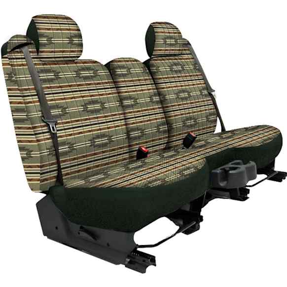 K025-12-3SGN Front Row Seat Cover, Green, Made of Tweed, Southwest Design, Low Back Bucket Southwest Sierra Series