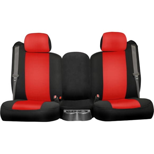 K212-19-3ZRC Front Row Seat Cover, Red Insert With Black Sides, Made of Neosupreme, Solid Design, 40/20/40 Split Backrest And Cushion Neosupreme Series