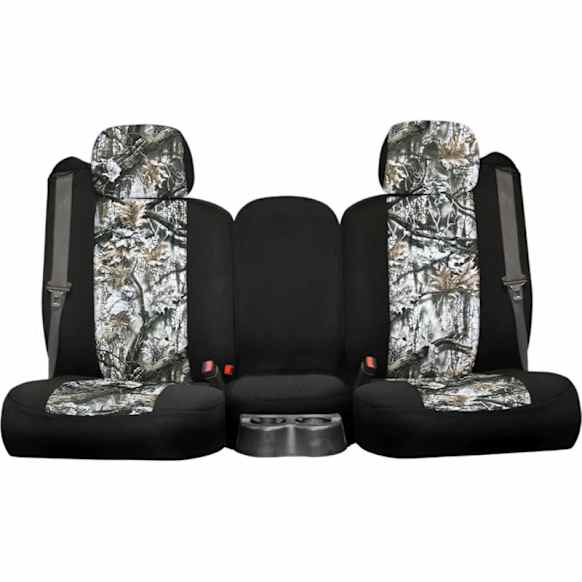 K212-26-9KSW Front Row Seat Cover, Snow Insert With Black Sides, Made of Neoprene, Superflauge/Solid Design, 40/20/40 Split Backrest And Cushion Camo Series