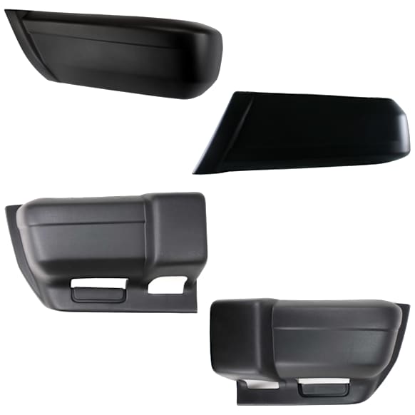 Front and Rear, Driver and Passenger Side Bumper End, Textured Plastic