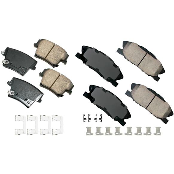 2017 Dodge Charger - Front and Rear Ceramic Brake Pad Set, 6.2L 8Cyl, With Pad Wear Sensor Type Mechanical; With abutment clips; With Heavy Duty Brakes