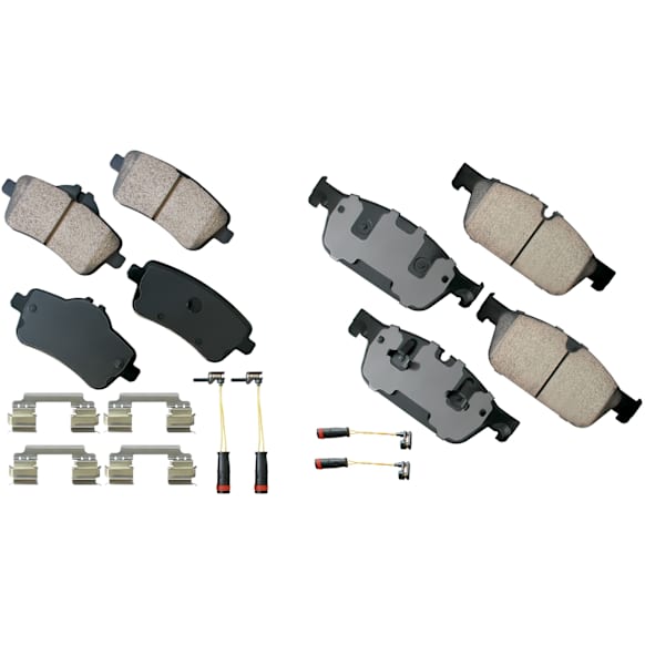 2015 Mercedes Benz GL450 - Front and Rear Ceramic Brake Pad Set, 3.0L 6Cyl, Contents Includes Electronic Wear Sensor and Premium Stainless Hardware; OE Pad Material is Ceramic