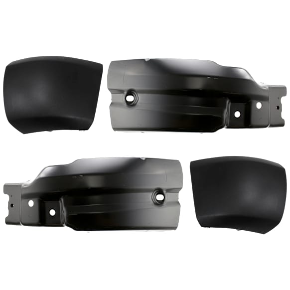 Front, Driver and Passenger Side Bumper End, Textured Plastic/Steel