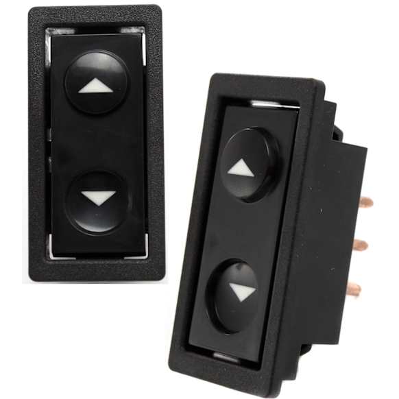 Front, Driver and Passenger Side Window Switch Black 1 Button
