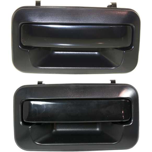 Front, Driver and Passenger Side Smooth Black Exterior Door Handle, Without Key Hole