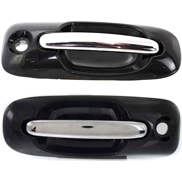 2007 Chrysler Town & Country - Front, Driver and Passenger Side Chrome Lever with Smooth Black Bezel Exterior Door Handle, With Key Hole