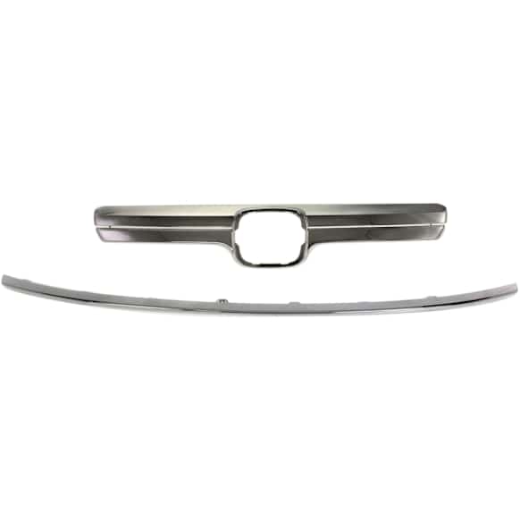 2007-2009 Honda CR-V - Upper and Lower Grille Trim, Chrome, Lower and upper molding, With emblem provision, Japan Built Vehicle