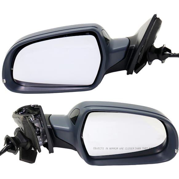Driver and Passenger Side Mirrors, Power Adjust, Manual Folding, Heated, Paintable, In-housing Signal Light, With memory, No Puddle Light, No Auto-Dimming, With Blind Spot Light in Housing