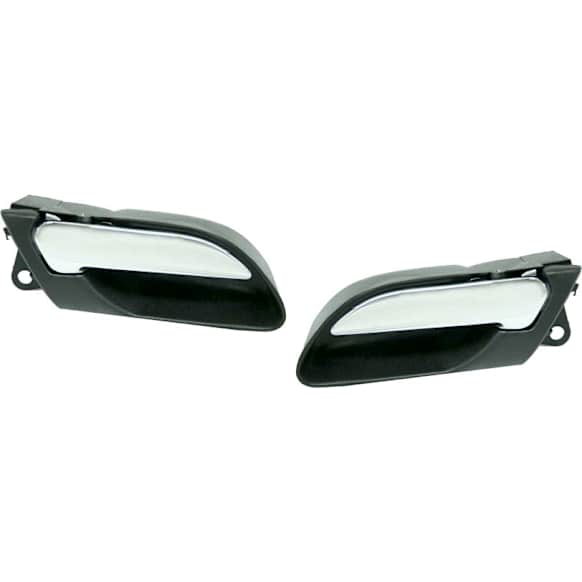 2002 BMW 320i - Front, Driver and Passenger Side Chrome Lever with Black Bezel Interior Door Handle, Without Door Lock Hole, 4-Door, Sedan