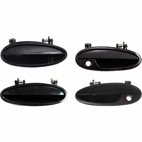 Front and Rear, Driver and Passenger Side Exterior Door Handles, Smooth Black, Front Driver and Passenger Side - With Key Hole; Rear Driver and Passenger Side - Without Key Hole