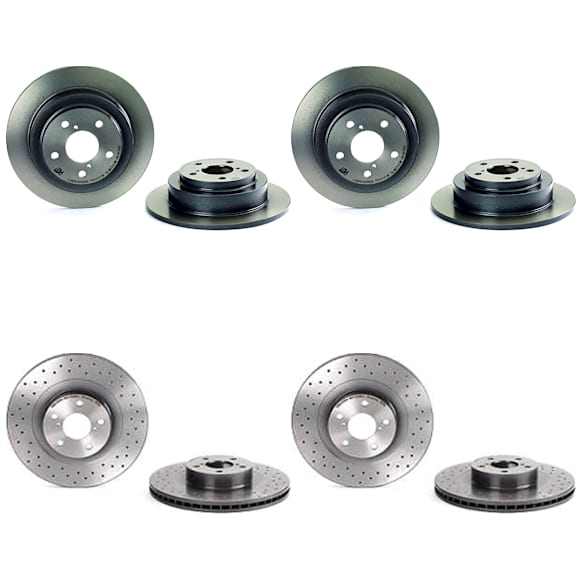 2003 Subaru Impreza - Front and Rear Brake Disc, UV Coated, Front-Cross-Drilled/Rear-Plain Surface, 5 Lugs, Front-293 mm/Rear-266 mm
