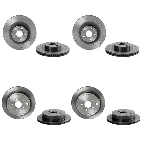 2018 Toyota 86 - Front and Rear Brake Disc, UV Coated, Front-Cross-Drilled/Rear-Plain Surface, Vented, 5 Lugs, Front-293 mm/Rear-290 mm