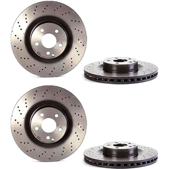 SET-BR221421161207-2 Front Brake Disc, Coated, Cross-Drilled, 5 Lugs, 350 mm