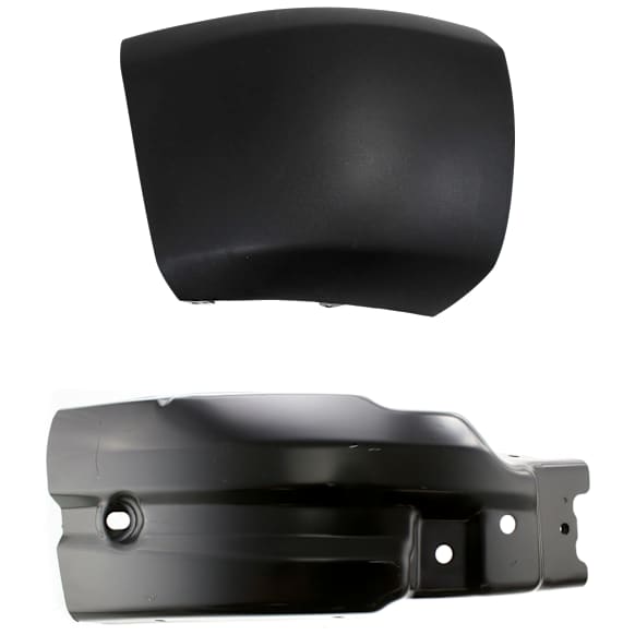 Front, Passenger Side Bumper End, Painted Black Plastic/Steel