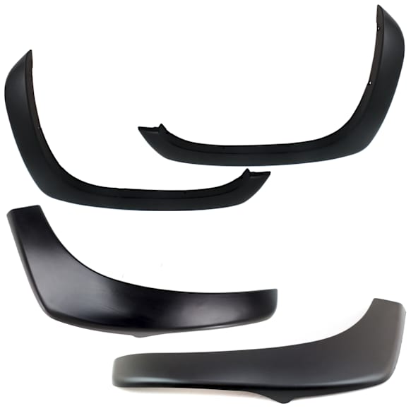 Front and Rear, Driver and Passenger Side Fender Flares, Front - Textured Black; Rear - Primed, Front - Plastic; Rear - Thermoplastic, Bolt-On