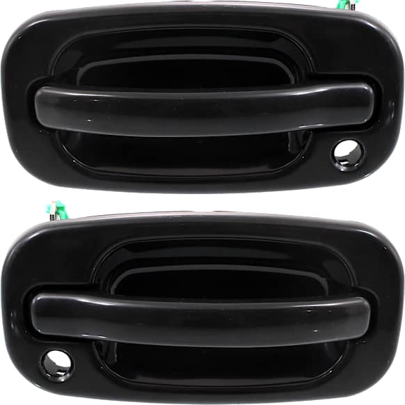 Front, Driver and Passenger Side Exterior Door Handles, Smooth Black, with Key Hole