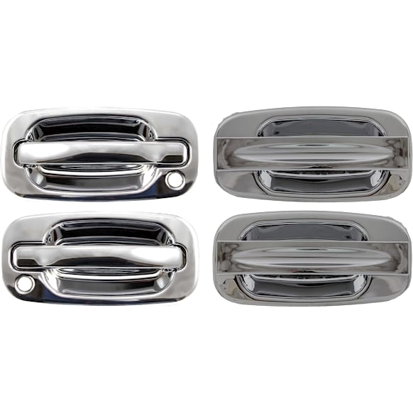 Front and Rear, Driver and Passenger Side Exterior Door Handles, Chrome, Front Driver and Passenger Side - With Key Hole; Rear Driver and Passenger Side - Without Key Hole
