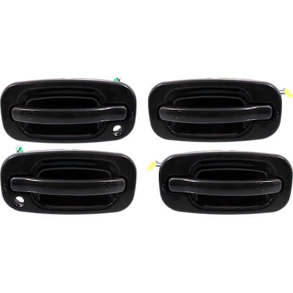 Front and Rear, Driver and Passenger Side Smooth Black Exterior Door Handle, Front - With Key Hole; Rear - Without Key Hole