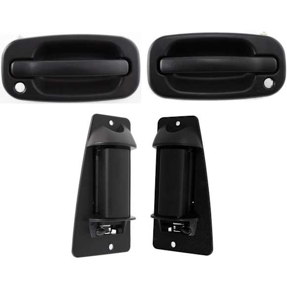 2005 Chevrolet Silverado 1500 - Front and Rear, Driver and Passenger Side Textured Black Bezel with Textured Black Lever Exterior Door Handle, Front - With Key Hole; Rear - Without Key Hole, 4-Door, Extended Cab Pickup
