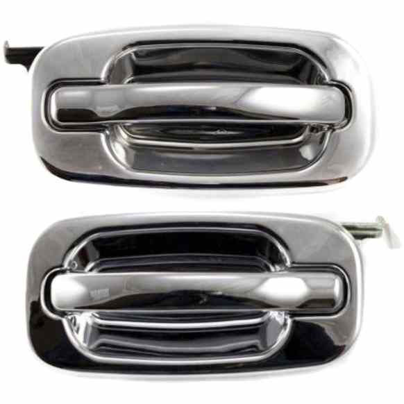 Rear, Driver and Passenger Side Chrome Exterior Door Handle, Without Key Hole