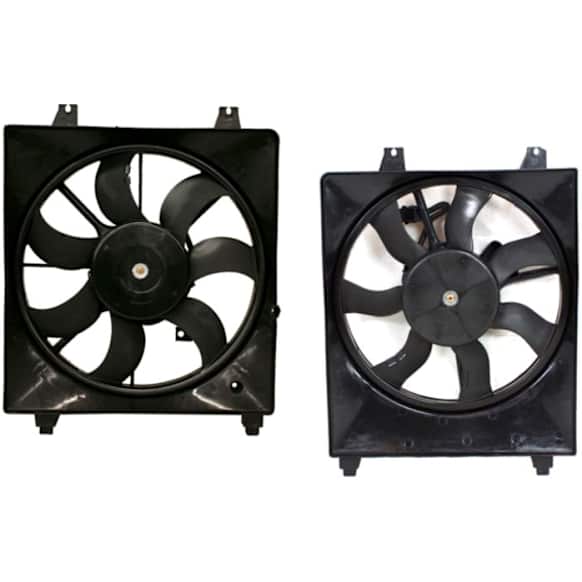 2008 Hyundai Santa Fe - Radiator and A/C Condenser Fan Driver and Passenger Side, 2.7L 6Cyl, For Models Without Towing Package, Single fan