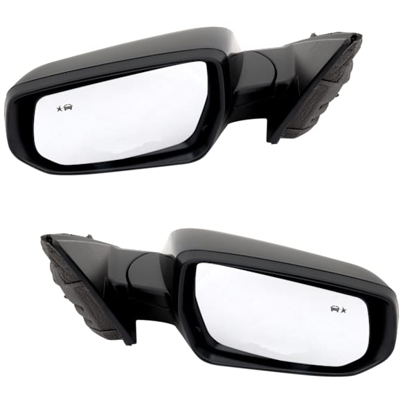 Driver and Passenger Side Mirrors, Power Adjust, Manual Folding, Heated, Paintable, No Signal Light, No Memory, No Puddle Light, No Auto-Dimming, With Blind Spot Detection in Glass