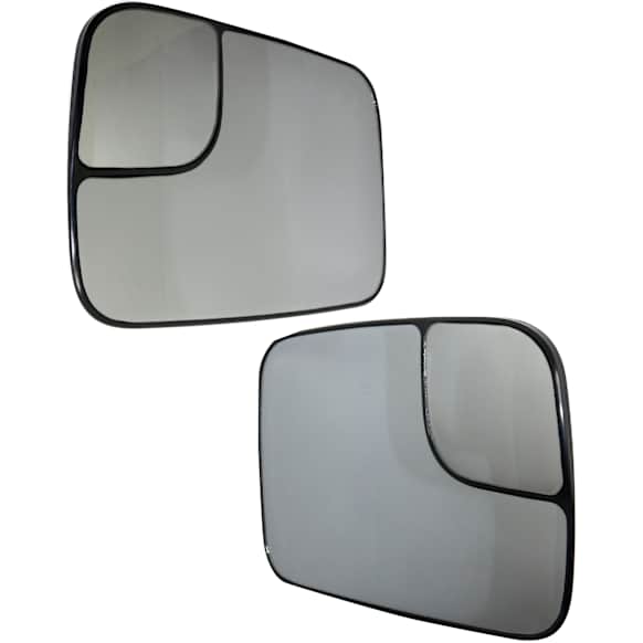Driver and Passenger Side Mirror Glass, Non-Heated, Towing, With Blind Spot Glass, Flat, For Models With Manual Trailer Towing 7 X 10 Mirror, Fold-Away, Includes (2) Mirror Glasses