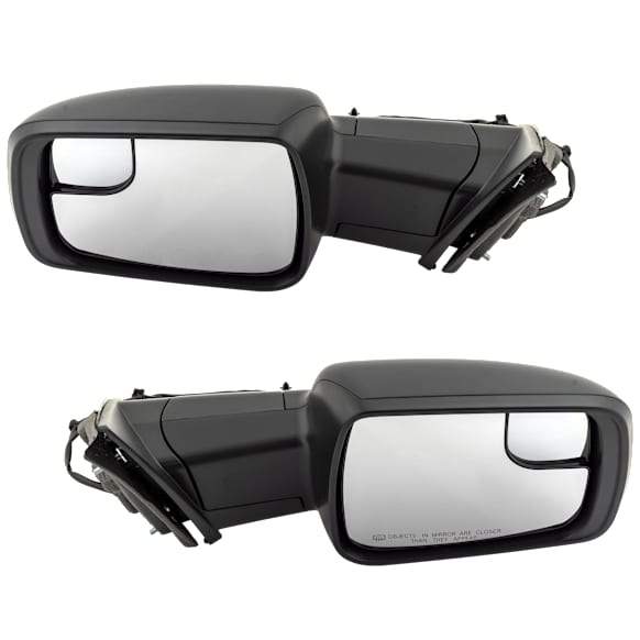 Driver and Passenger Side Mirror, Power Adjust, Heated, Manual Folding, Textured Black, No Signal Light, No Memory, No Puddle Light, No Auto-Dim, With Blind Spot Glass