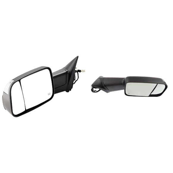 Towing Mirror, Power Adjust, Heated, Manual Folding, Textured Black, In-housing Signal Light, No Memory, With Puddle Light, No Auto-Dim, With Blind Spot Glass