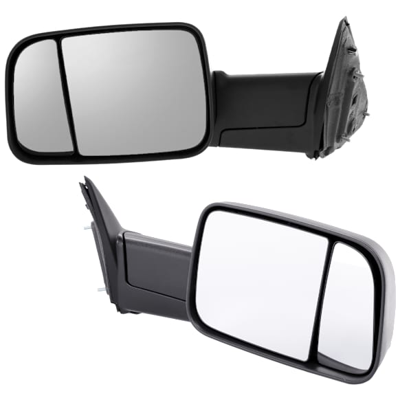 Towing Mirror, Manual Adjust, Non-Heated, Manual Folding, Textured Black, No Signal Light, No Memory, No Puddle Light, No Auto-Dim, With Blind Spot Glass