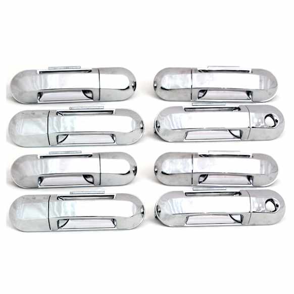 Front and Rear, Driver and Passenger Side Exterior Door Handles, Chrome, Driver Side - With Key Hole; Passenger Side - Without Key Hole