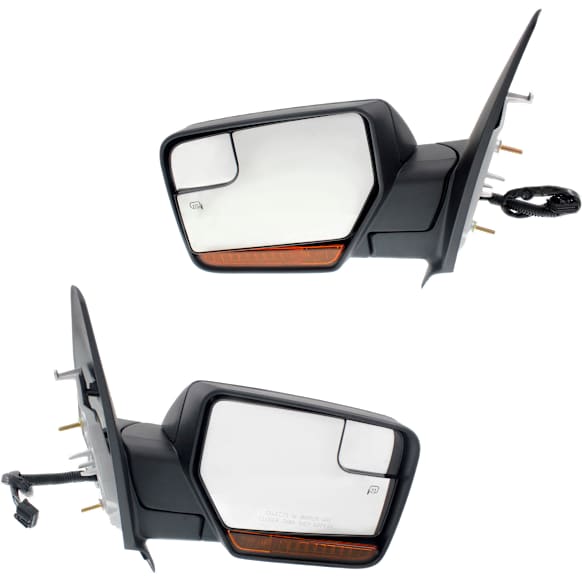 Driver and Passenger Side Mirror, Power Adjust, Heated, Manual Folding, Textured Black, In-housing Signal Light, With Memory, With Puddle Light, No Auto-Dimming, No Blind Spot Feature