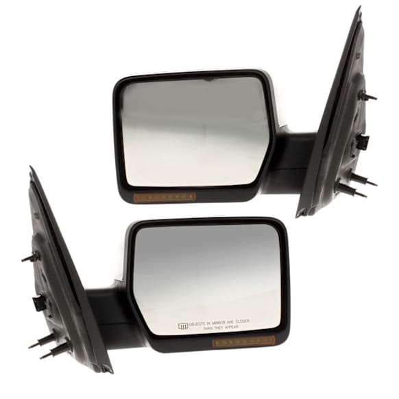 Driver and Passenger Side Mirror, Power Adjust, Heated, Manual Folding, Chrome, In-housing Signal Light, No Memory, No Puddle Light, No Auto-Dim, No Blind Spot Feature
